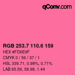 カラーコード: RGB 253.7 110.6 159 | qconv.com
