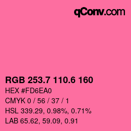 カラーコード: RGB 253.7 110.6 160 | qconv.com