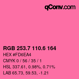 カラーコード: RGB 253.7 110.6 164 | qconv.com