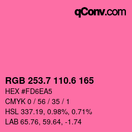 カラーコード: RGB 253.7 110.6 165 | qconv.com