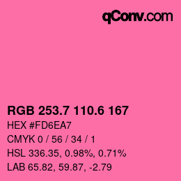 カラーコード: RGB 253.7 110.6 167 | qconv.com