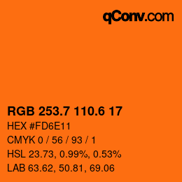 カラーコード: RGB 253.7 110.6 17 | qconv.com