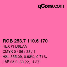 カラーコード: RGB 253.7 110.6 170 | qconv.com
