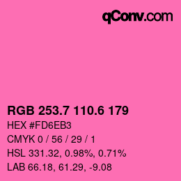 カラーコード: RGB 253.7 110.6 179 | qconv.com