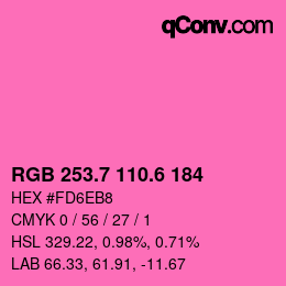 カラーコード: RGB 253.7 110.6 184 | qconv.com
