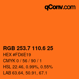 カラーコード: RGB 253.7 110.6 25 | qconv.com