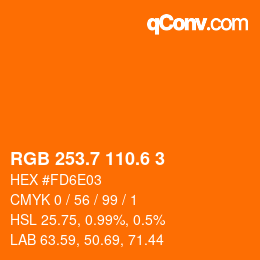 カラーコード: RGB 253.7 110.6 3 | qconv.com