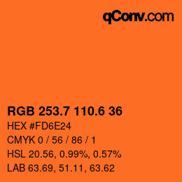 カラーコード: RGB 253.7 110.6 36 | qconv.com