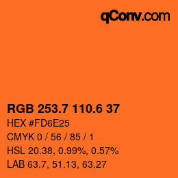 カラーコード: RGB 253.7 110.6 37 | qconv.com