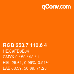 カラーコード: RGB 253.7 110.6 4 | qconv.com