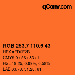 カラーコード: RGB 253.7 110.6 43 | qconv.com
