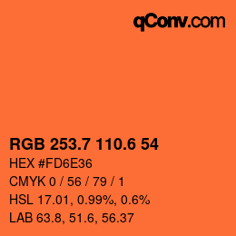 カラーコード: RGB 253.7 110.6 54 | qconv.com
