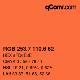 カラーコード: RGB 253.7 110.6 62 | qconv.com