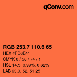 カラーコード: RGB 253.7 110.6 65 | qconv.com