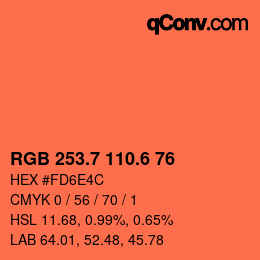 カラーコード: RGB 253.7 110.6 76 | qconv.com