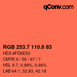 カラーコード: RGB 253.7 110.6 83 | qconv.com