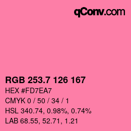 カラーコード: RGB 253.7 126 167 | qconv.com