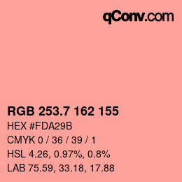 カラーコード: RGB 253.7 162 155 | qconv.com