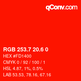 カラーコード: RGB 253.7 20.6 0 | qconv.com