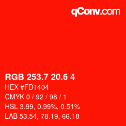 カラーコード: RGB 253.7 20.6 4 | qconv.com