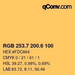 カラーコード: RGB 253.7 200.6 100 | qconv.com