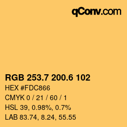 カラーコード: RGB 253.7 200.6 102 | qconv.com