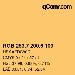 カラーコード: RGB 253.7 200.6 109 | qconv.com