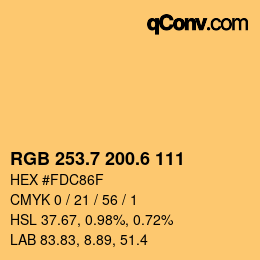 カラーコード: RGB 253.7 200.6 111 | qconv.com