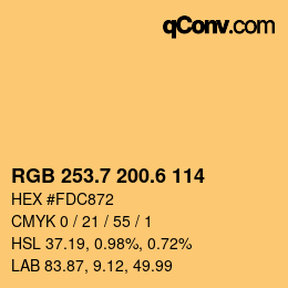 カラーコード: RGB 253.7 200.6 114 | qconv.com