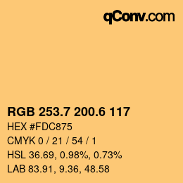 カラーコード: RGB 253.7 200.6 117 | qconv.com
