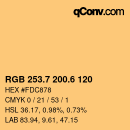 カラーコード: RGB 253.7 200.6 120 | qconv.com