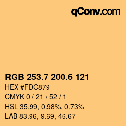 カラーコード: RGB 253.7 200.6 121 | qconv.com