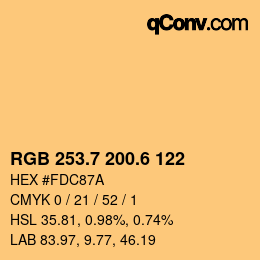 カラーコード: RGB 253.7 200.6 122 | qconv.com
