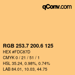 カラーコード: RGB 253.7 200.6 125 | qconv.com
