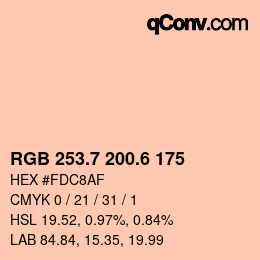 カラーコード: RGB 253.7 200.6 175 | qconv.com