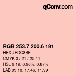 カラーコード: RGB 253.7 200.6 191 | qconv.com