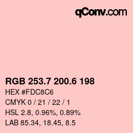 カラーコード: RGB 253.7 200.6 198 | qconv.com