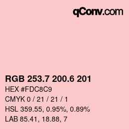 カラーコード: RGB 253.7 200.6 201 | qconv.com
