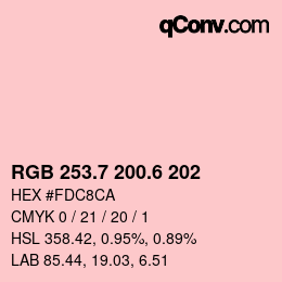 カラーコード: RGB 253.7 200.6 202 | qconv.com
