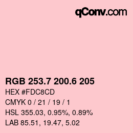 カラーコード: RGB 253.7 200.6 205 | qconv.com