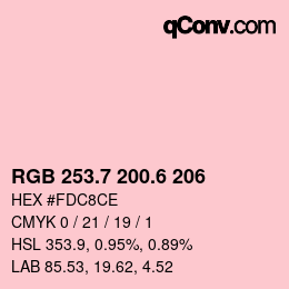 カラーコード: RGB 253.7 200.6 206 | qconv.com