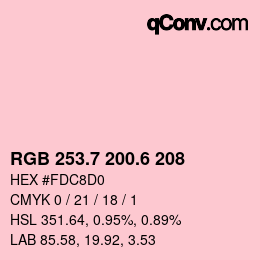 カラーコード: RGB 253.7 200.6 208 | qconv.com