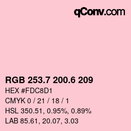 カラーコード: RGB 253.7 200.6 209 | qconv.com