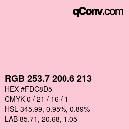 カラーコード: RGB 253.7 200.6 213 | qconv.com