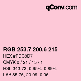 カラーコード: RGB 253.7 200.6 215 | qconv.com
