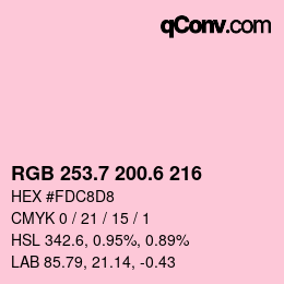 カラーコード: RGB 253.7 200.6 216 | qconv.com