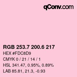 カラーコード: RGB 253.7 200.6 217 | qconv.com