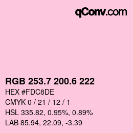 カラーコード: RGB 253.7 200.6 222 | qconv.com