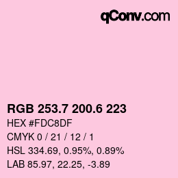 カラーコード: RGB 253.7 200.6 223 | qconv.com