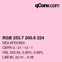 カラーコード: RGB 253.7 200.6 224 | qconv.com